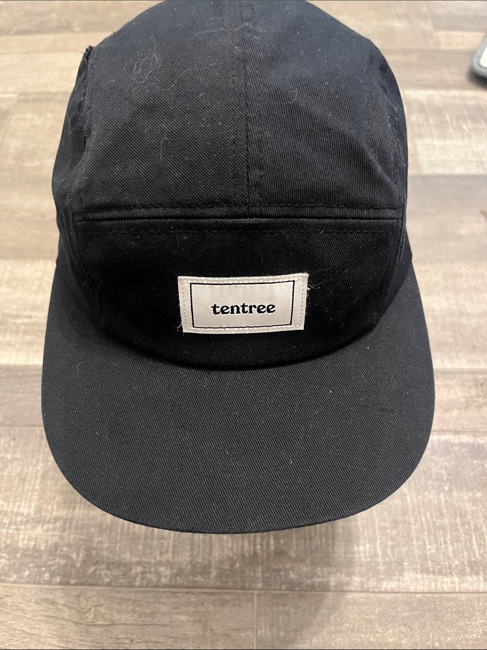 tentree Black Camp-Style Cap with White Logo Patch